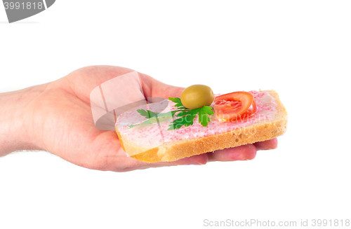 Image of toast with tomato and fish caviar cream