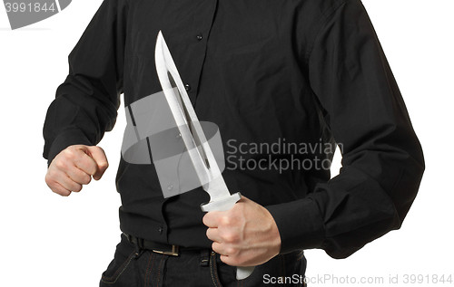 Image of man holding knife isolated