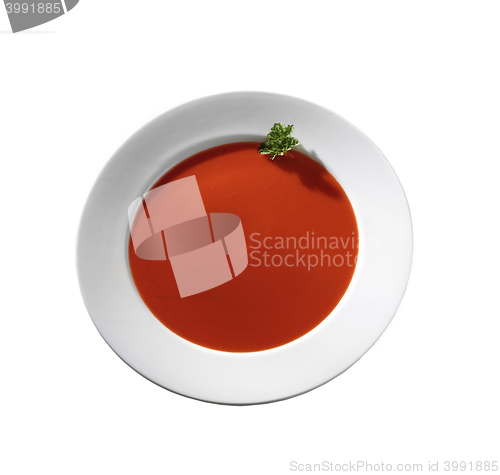 Image of Tomato soup isolated against a white background