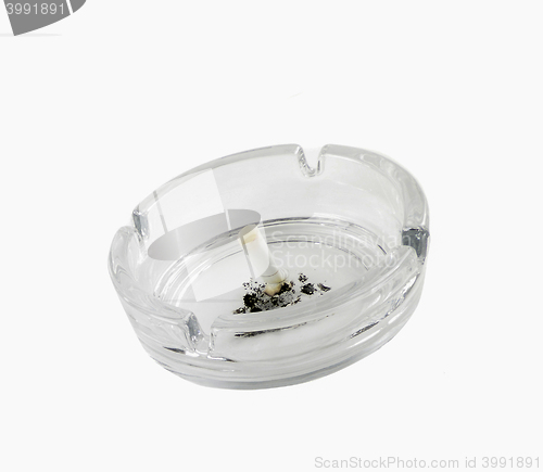 Image of ashtray with butt isolated