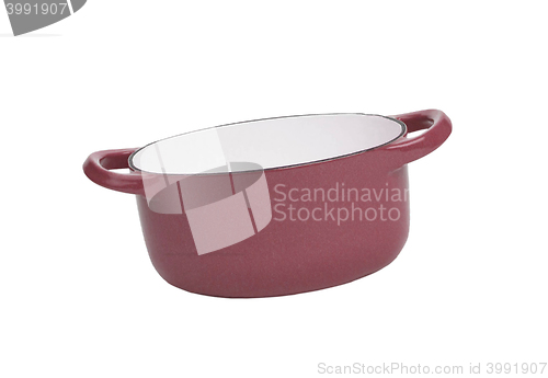 Image of Dark red pan isolated