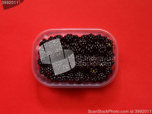 Image of Fresh blackberries in plastic box