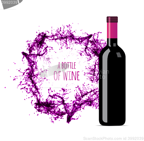 Image of Red wine splash with bottle