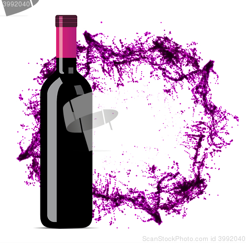 Image of Red wine splash with bottle