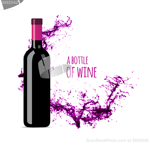 Image of Red wine splash with bottle