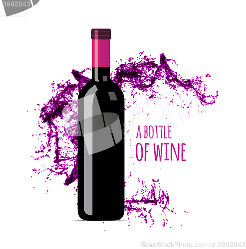 Image of Red wine splash with bottle