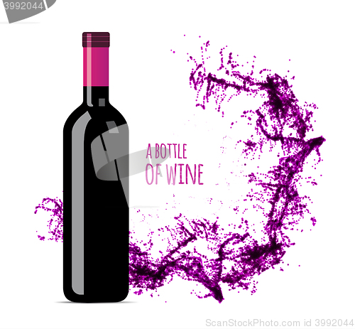 Image of Red wine splash with bottle