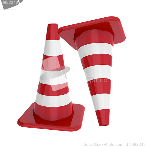 Image of Red traffic cones isolated on white background
