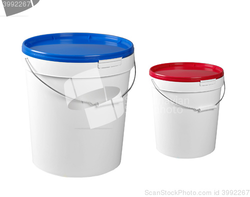 Image of Closed white plastic containers
