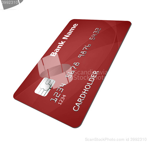 Image of Red credit card isolated over the white background