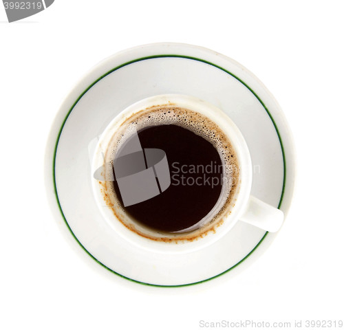 Image of Top view of black coffee cup isolated on white