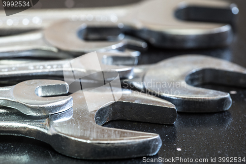 Image of The wrench steel tools for repair close up