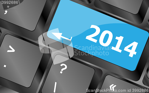 Image of 2014 new year keyboard key button close-up. Keyboard keys icon button vector