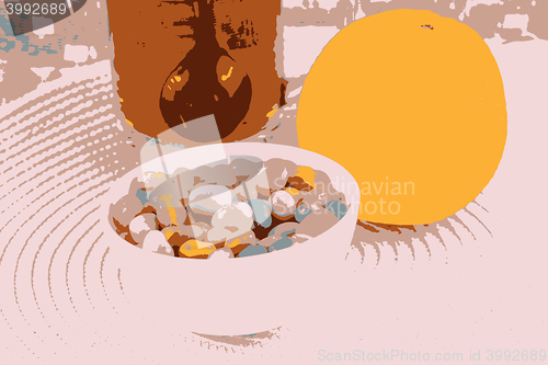 Image of candies and fruits vector illustration