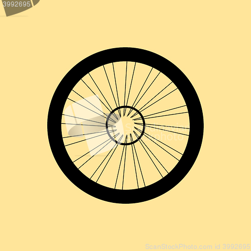 Image of vector silhouette of a bicycle wheel with tyre and spokes