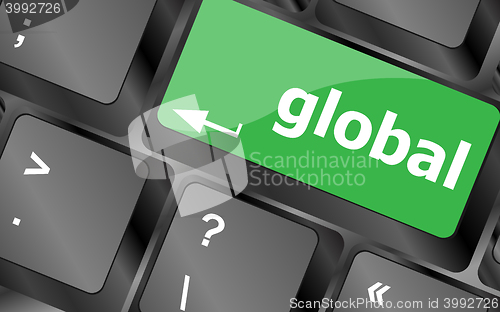 Image of Global button on the keyboard - business concept. Keyboard keys icon button vector