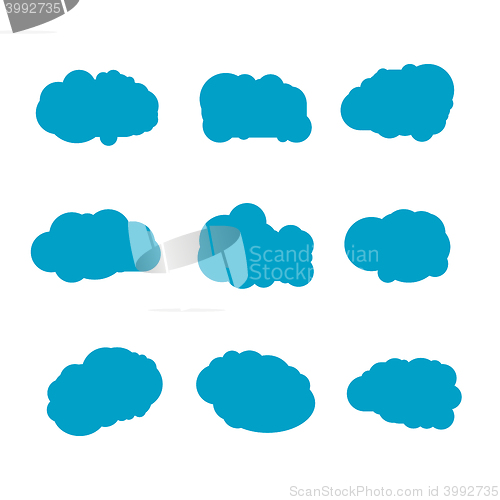 Image of Set of blue sky, clouds. Cloud icon, cloud shape. Set of different clouds. Collection of cloud icon, shape, label, symbol. Graphic element vector. Vector design element for logo, web and print