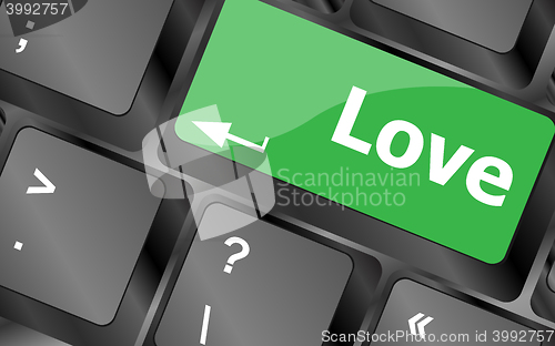 Image of Modern keyboard key with love text. Social network concept. Keyboard keys icon button vector