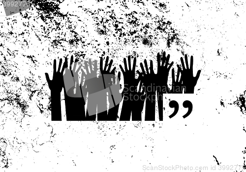 Image of Quote text bubble. Commas, note, message and comment. Quote element design. Quote citation. Quote template. Design element similar to quote. Text, commas, quote and note. Motivation and inspiration. 