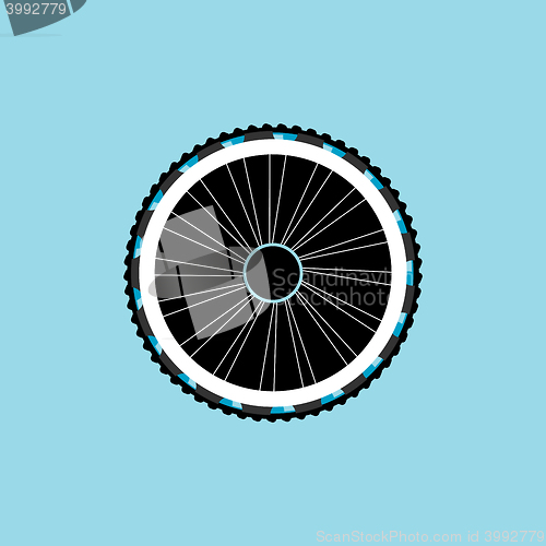 Image of vector silhouette of a bicycle wheel with tyre and spokes