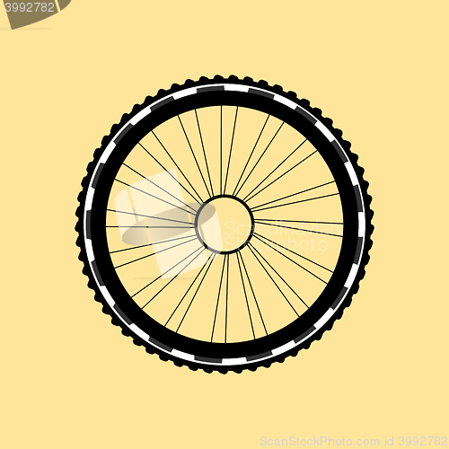 Image of vector silhouette of a bicycle wheel with tyre and spokes