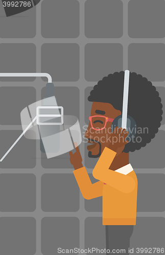 Image of Singer making record. 