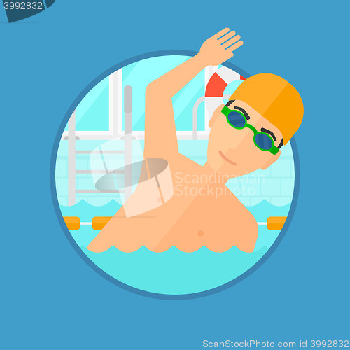 Image of Man swimming in pool.