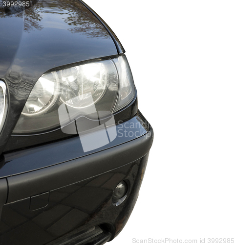 Image of Front view of car light on white