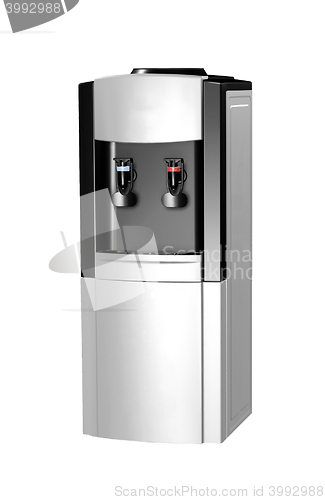 Image of modern metallic water cooler isolated