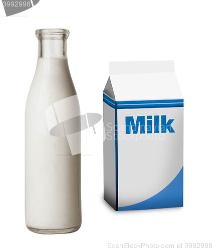 Image of milk bottle isolated on white