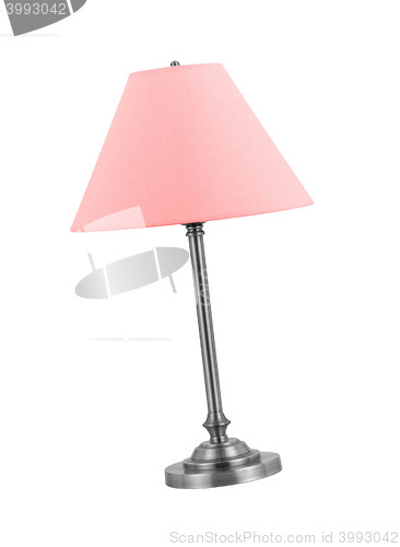 Image of Tall Lamp with pink shade isolated