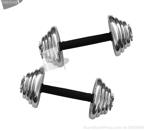 Image of Chromed fitness exercise equipment dumbbell weight