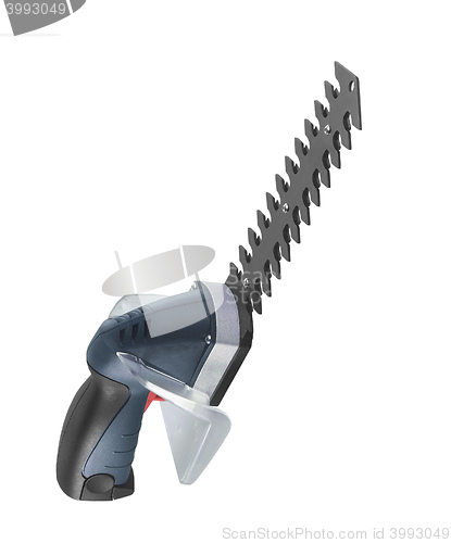 Image of electric saw under the white background