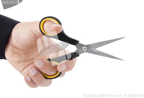 Image of Scissors in hand isolated