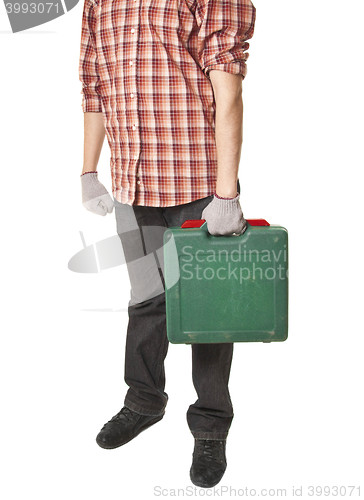 Image of man holding toolbox in hand