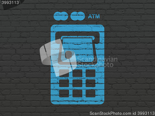 Image of Currency concept: ATM Machine on wall background