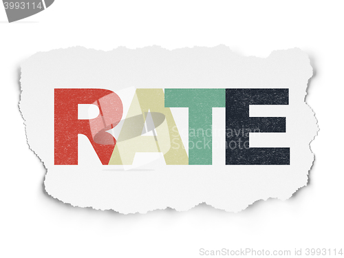 Image of Money concept: Rate on Torn Paper background