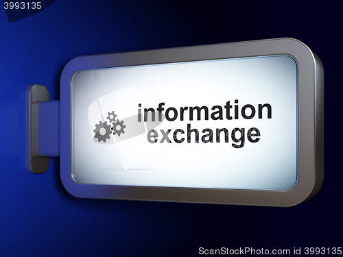 Image of Information concept: Information Exchange and Gears on billboard background