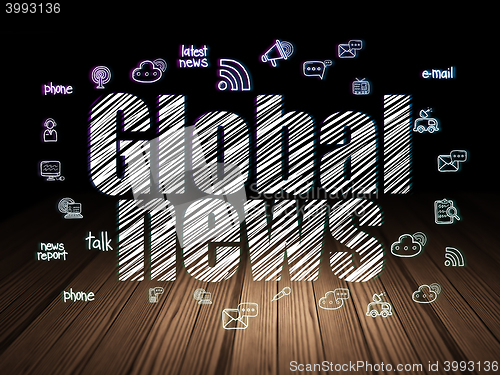 Image of News concept: Global News in grunge dark room