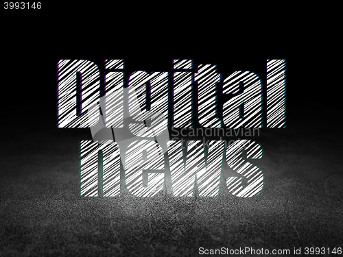 Image of News concept: Digital News in grunge dark room