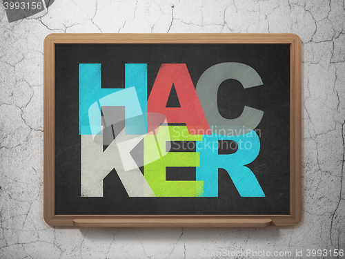 Image of Protection concept: Hacker on School board background