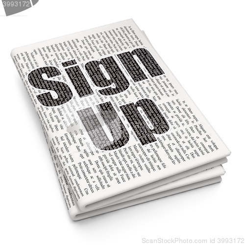 Image of Web development concept: Sign Up on Newspaper background