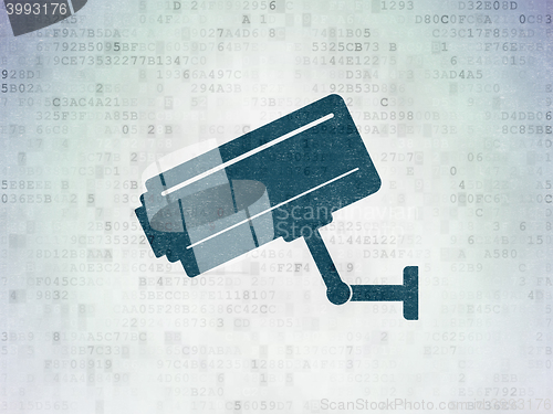 Image of Protection concept: Cctv Camera on Digital Data Paper background