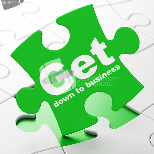 Image of Finance concept: Get Down to business on puzzle background