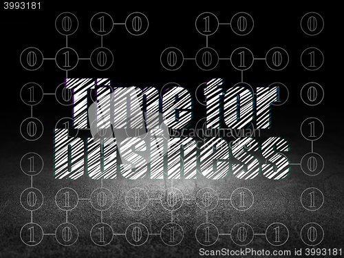 Image of Finance concept: Time for Business in grunge dark room