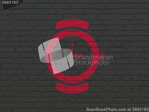 Image of Time concept: Watch on wall background