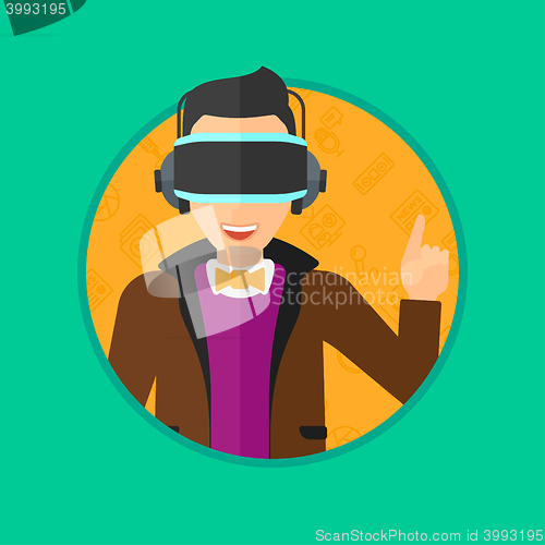 Image of Man wearing virtual reality headset.