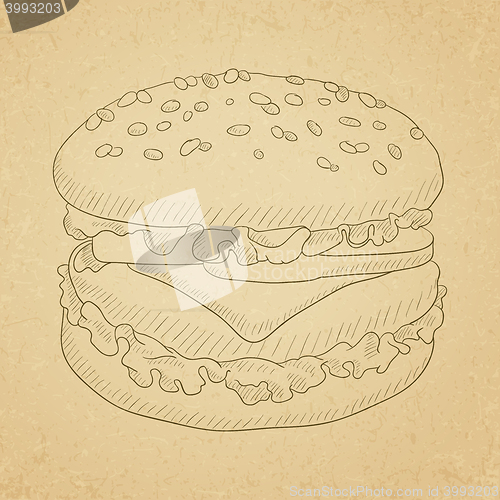 Image of Delicious and appetizing hamburger.