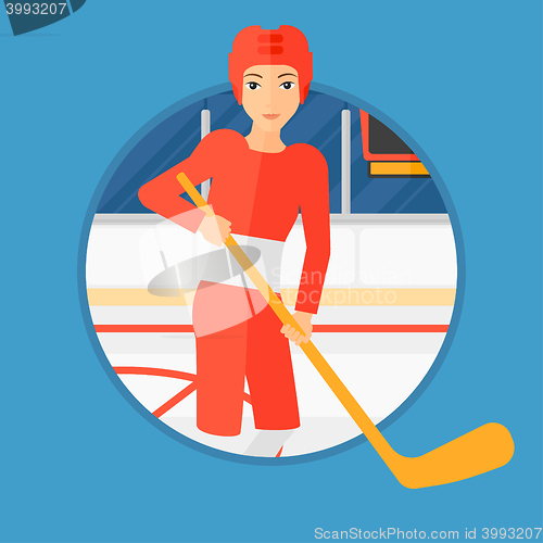 Image of Ice-hockey player with stick.