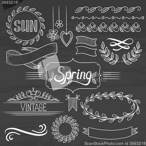 Image of Set of spring ribbons and elements.